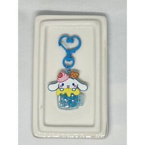 New! Cinnamoroll Mug Quicksand Glitter Bag Clip Key Ring Bag Charm w/Painted Cli